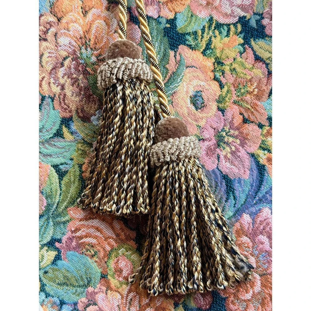 Vintage Curtain Tieback Double Tassel Drapery Holdback Traditional Window Decor